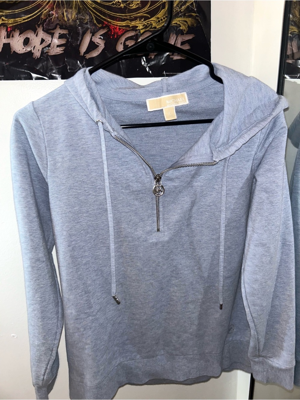 Michael Kors Gray Half Zip Up Lightweight Hoodie